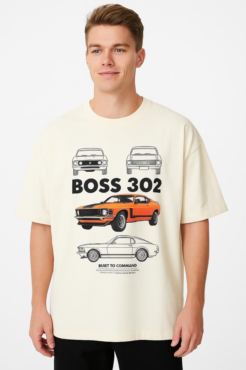 BOSS 302 Oversized Graphic T-Shirt – Vintage Car Print