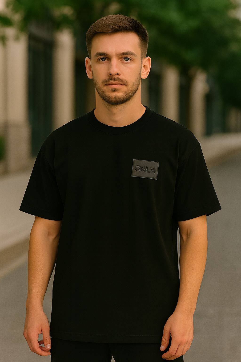 QALN Oversized 240 GSM French Terry T-Shirt – Black