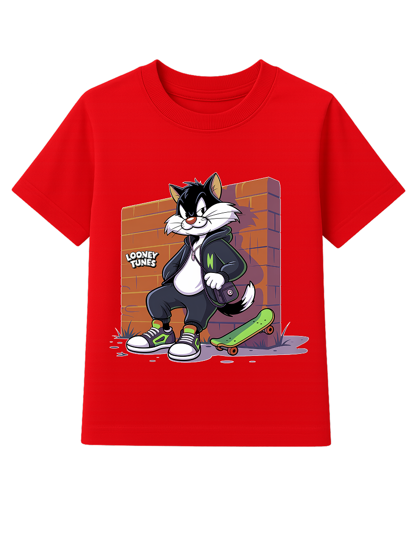 Kids Sylvester Skateboard T-Shirt | 100% Cotton | QALN