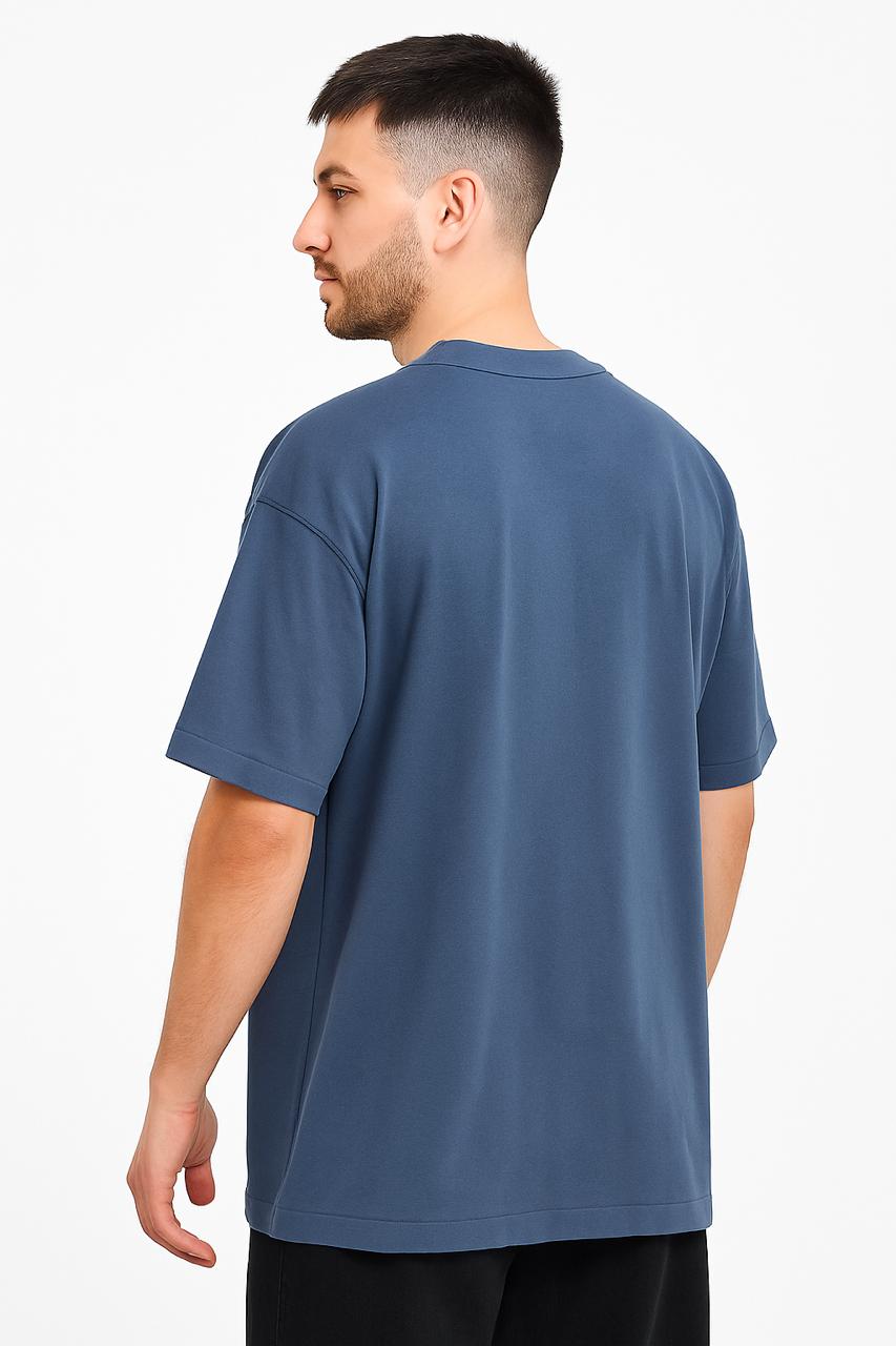 QALN Oversized 240 GSM French Terry T-Shirt – Blue