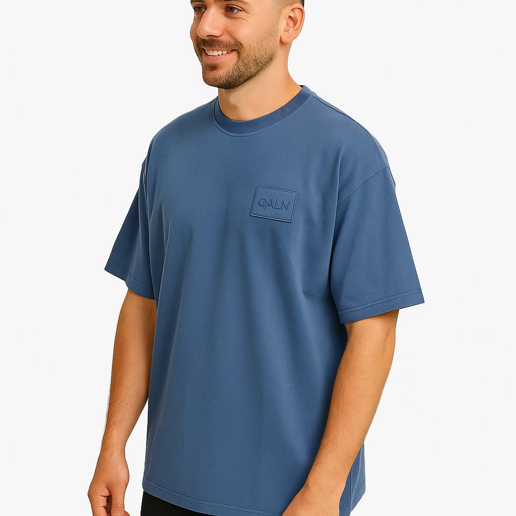 QALN Oversized 240 GSM French Terry T-Shirt – Blue