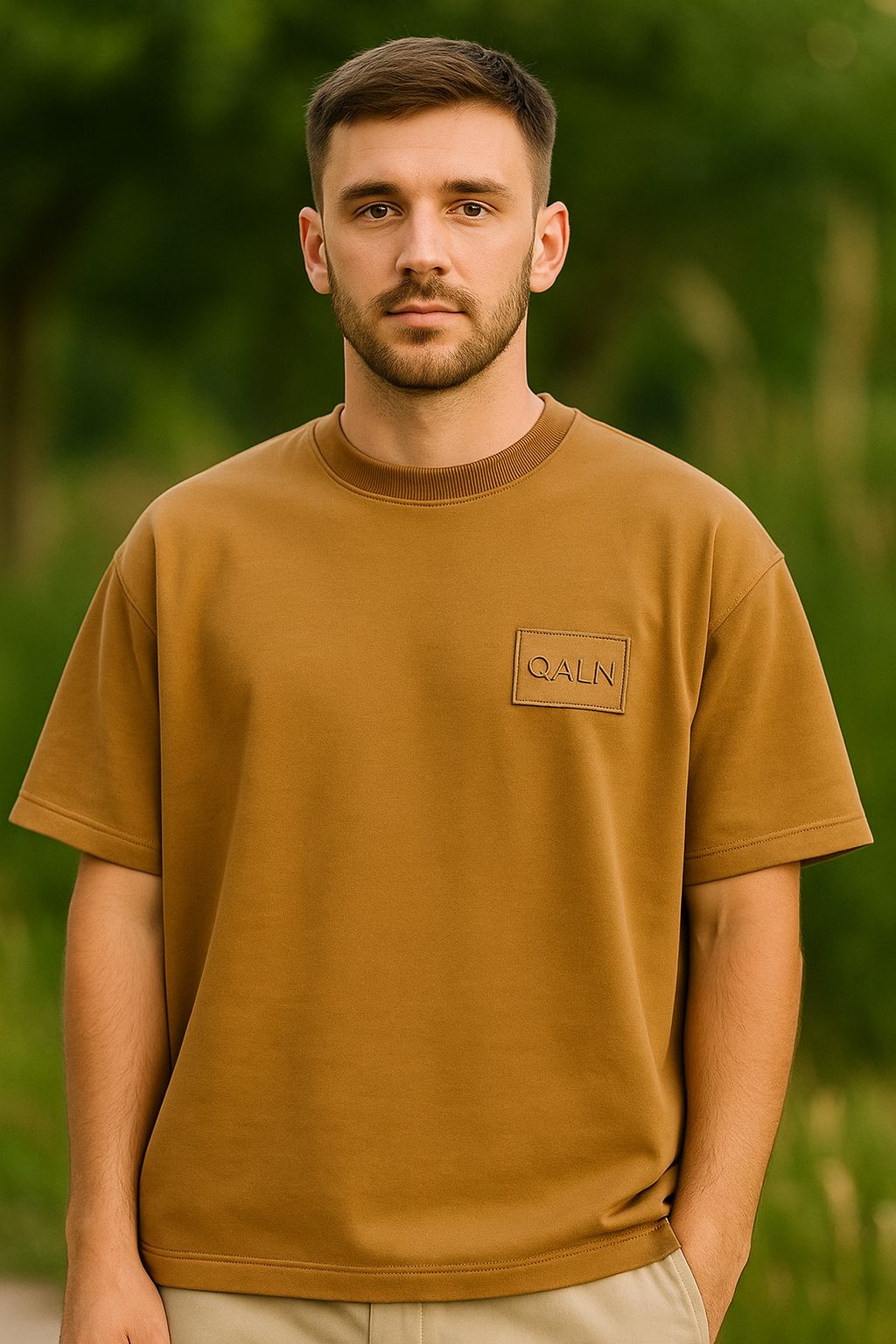 QALN Oversized 240 GSM French Terry T-Shirt – Brown