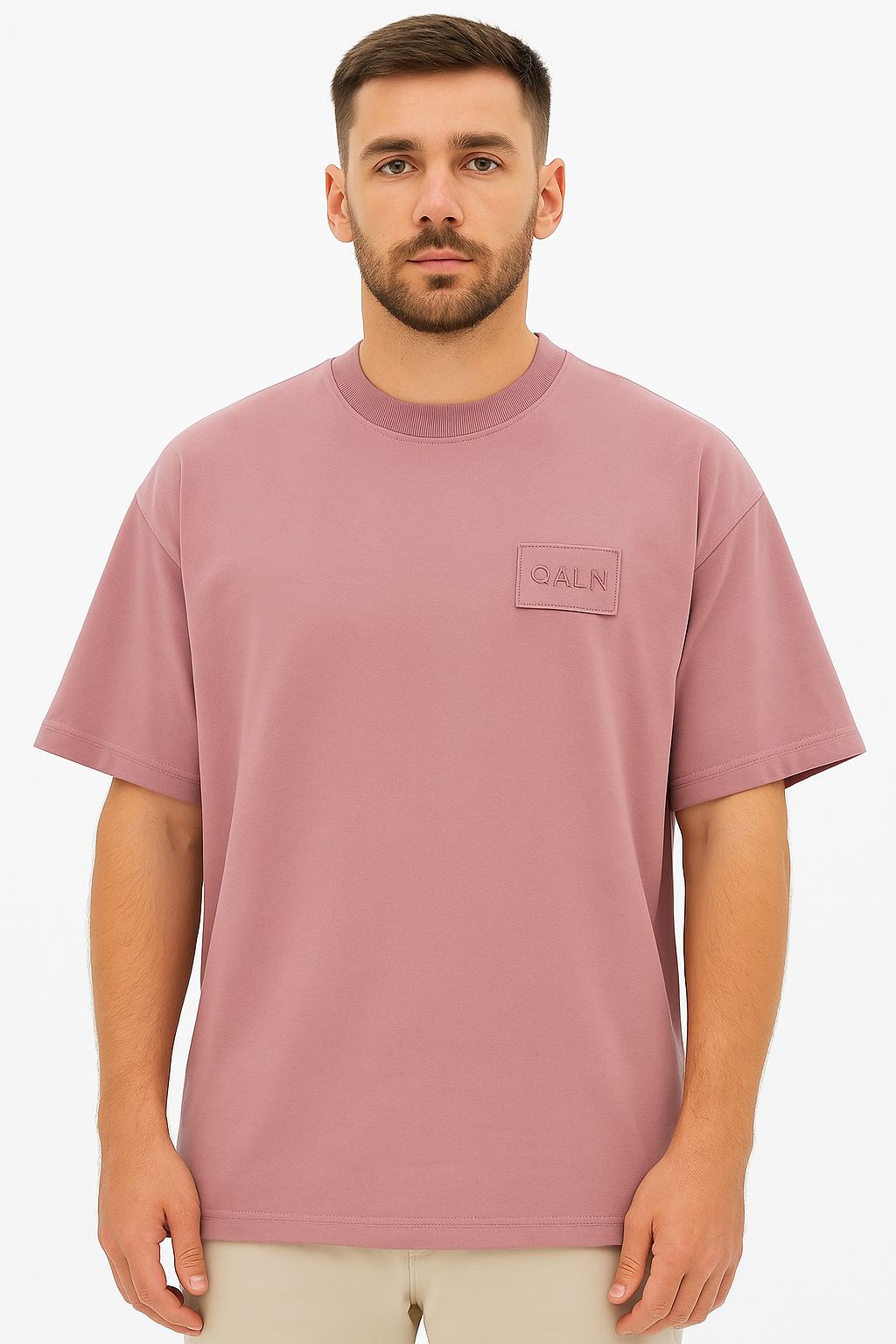 QALN Oversized 240 GSM French Terry T-Shirt – Dusty Rose