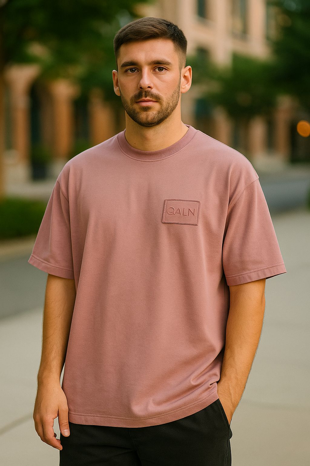 QALN Oversized 240 GSM French Terry T-Shirt – Dusty Rose