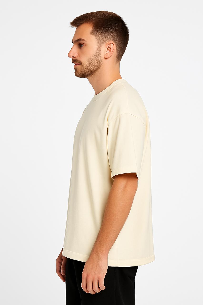 QALN Oversized 240 GSM French Terry T-Shirt – Ivory
