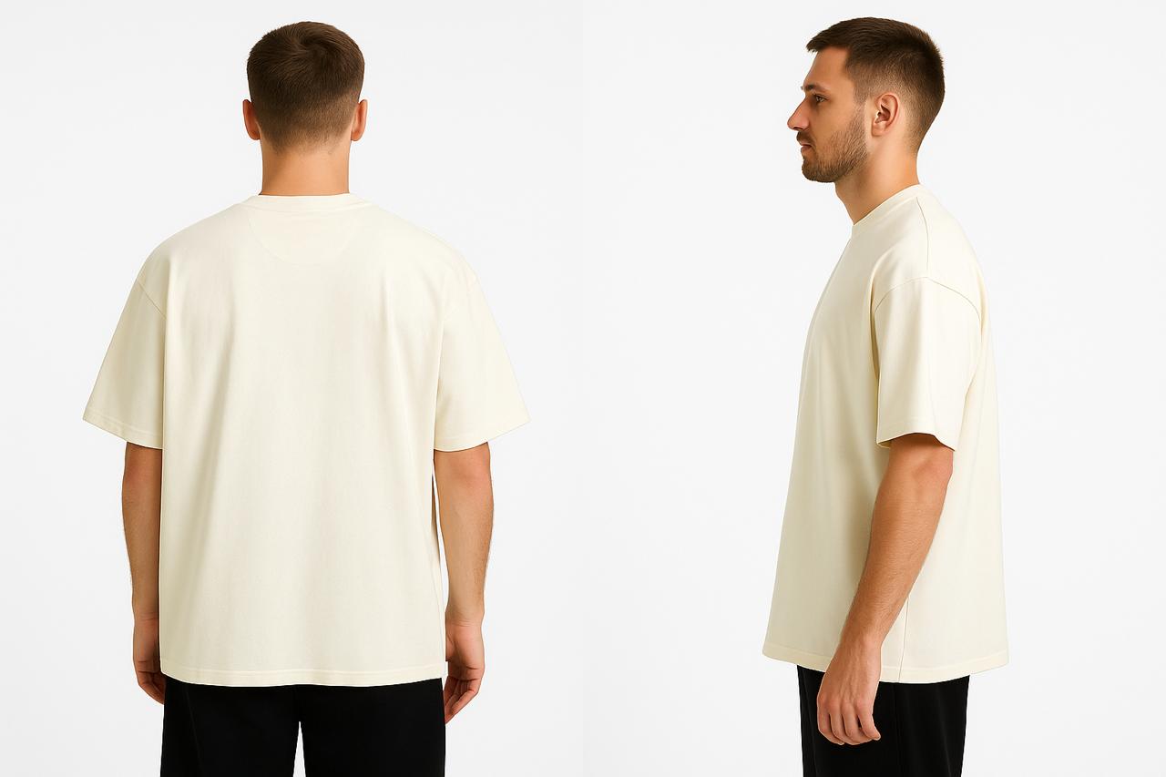 QALN Oversized 240 GSM French Terry T-Shirt – Ivory