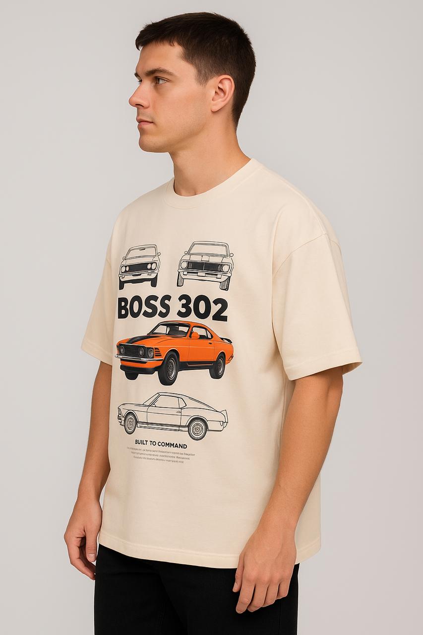 BOSS 302 Oversized Graphic T-Shirt – Vintage Car Print