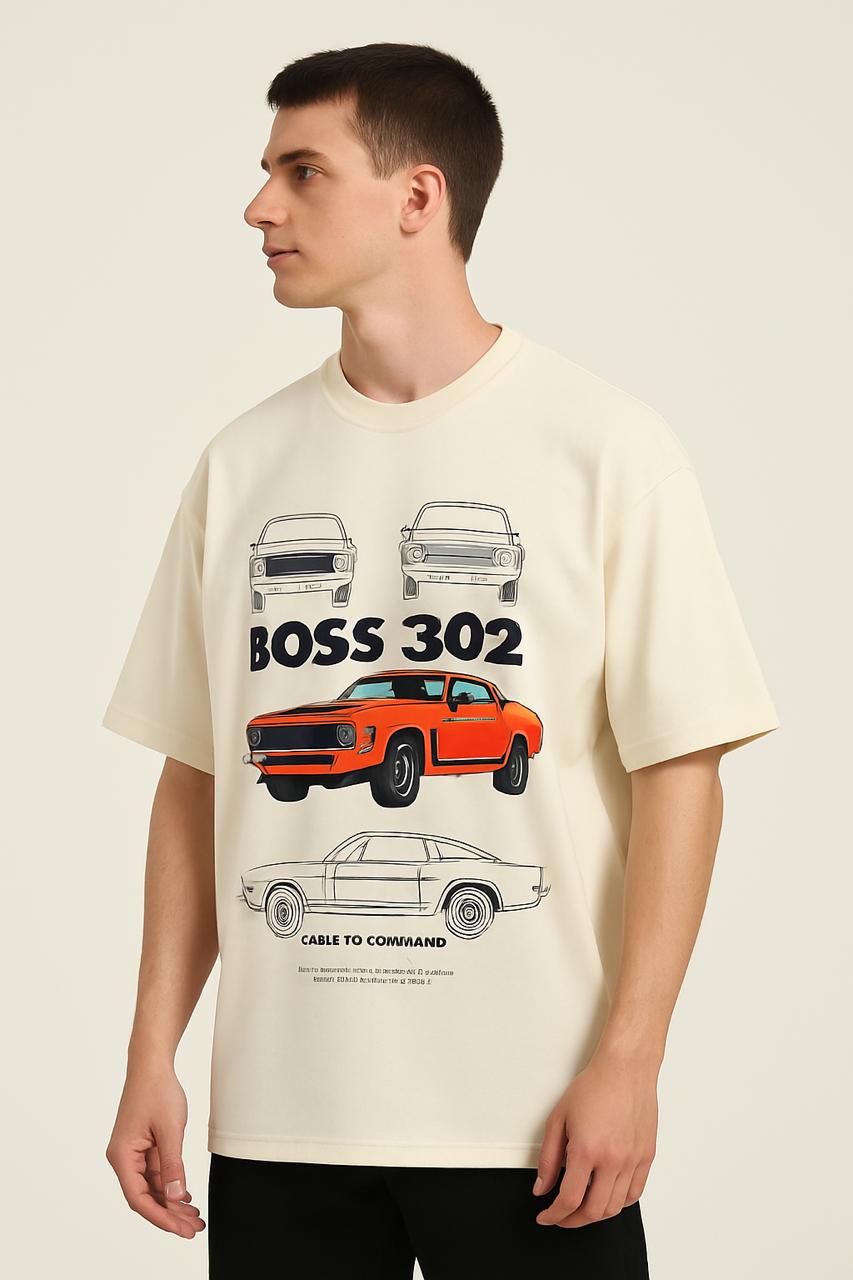 BOSS 302 Oversized Graphic T-Shirt – Vintage Car Print