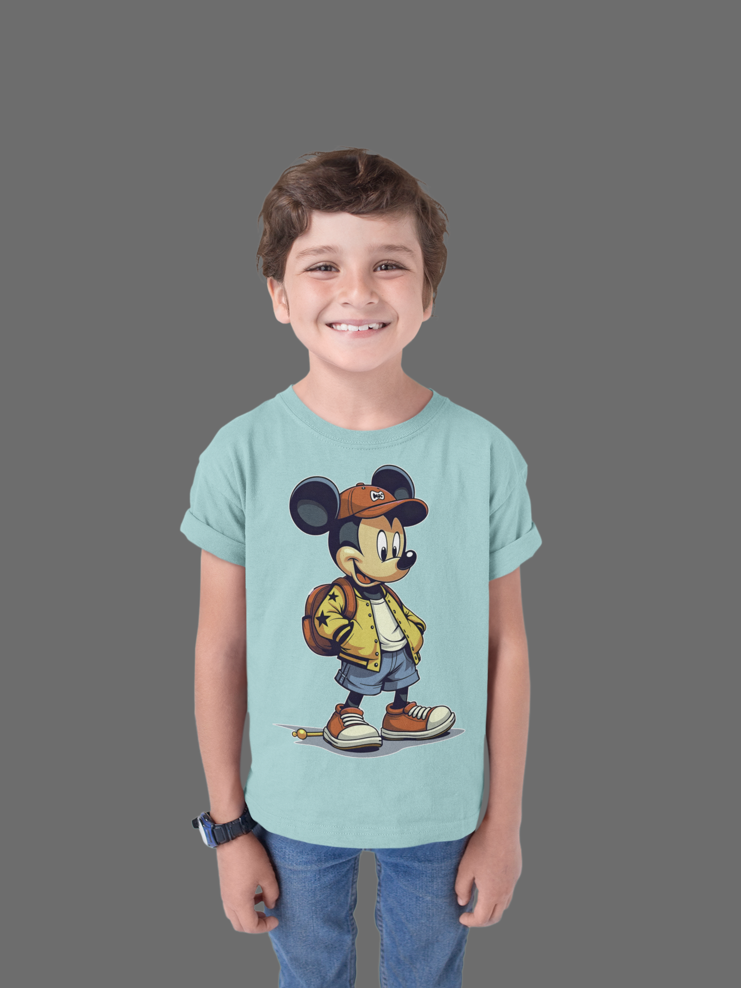 Kids Mickey Streetwear T-Shirt | 100% Cotton | QALN